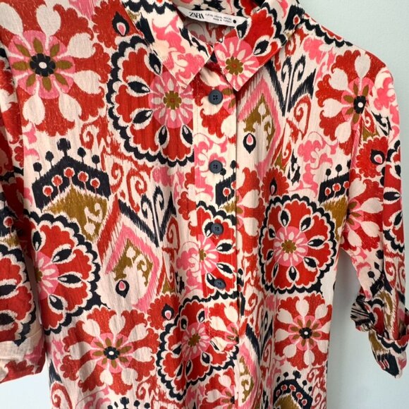 Zara Alessi 3/4 Sleeve Belted Printed Midi Dress - Picture 2 of 8